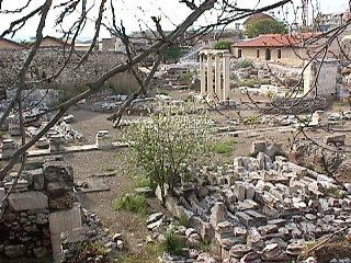 At the foot of the Acropolis, near the Theseion metro station and bordering on the streets where the Sunday bazaar takes place, is the archaeological site of the ancient Agora. Since Agora means 'market' in Greek, the ancient and the modern use of the place are not far apart.